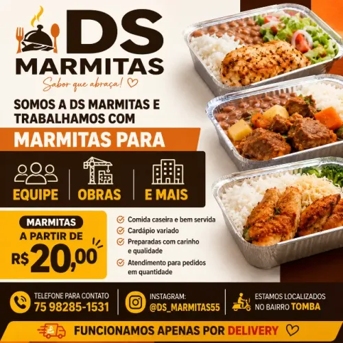 Fornecimento de Marmitas para Obras, Empresas e Equipes - Feira de Santana