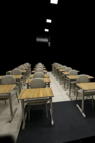 Cadeira e mesa escolares