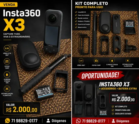 Câmara insta 360 x3