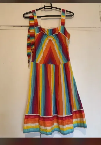 Vestido farm arco íris com cinto G