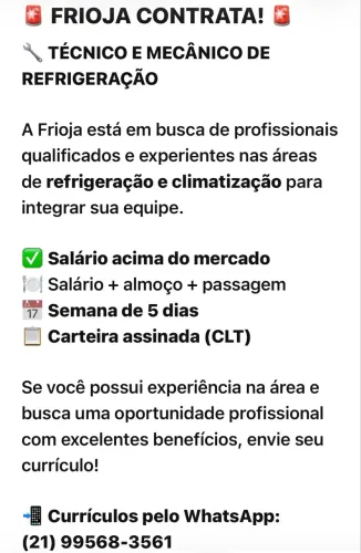 Vaga para refrigeração
