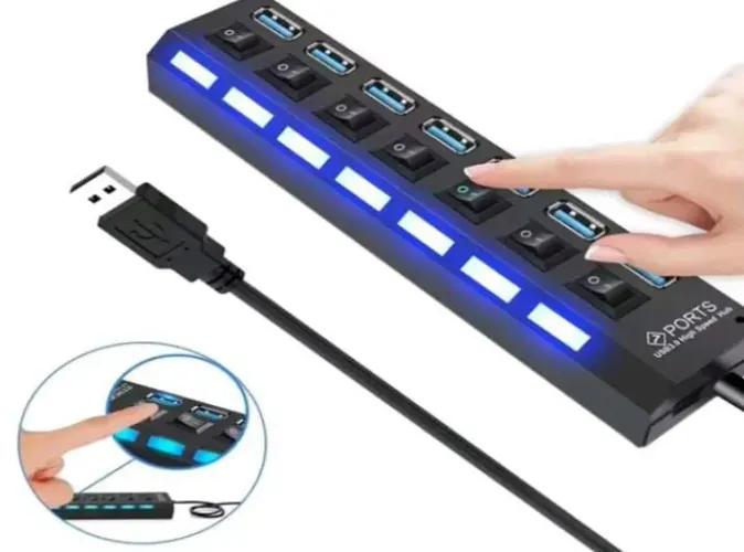 Extensão Hub Régua USB 2.0 - 7 Portas