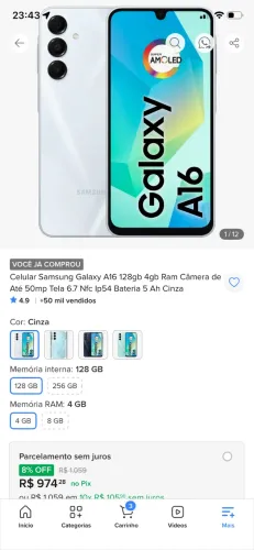 Celular sansung A16 128gb