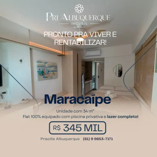 Oportunidade para Venda! Em Maracaípe! | Ambientes integrados | Piscina privativa | Roofto