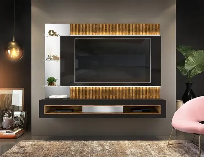 Painel Suspenso Retti com Fita de LED p/ TV até 60' 100% MDF