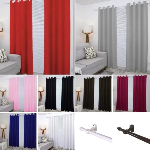 CORTINA JACQUARD COM VARÃO DE 2 METROS 