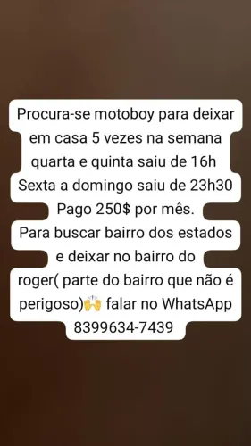 PROCURA-SE MOTOBOY 