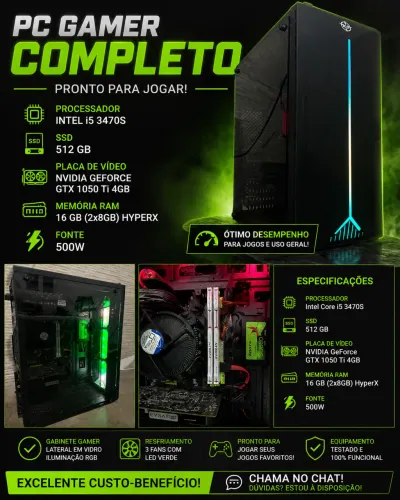 PC Gamer GTX 1050 Ti + 16GB + SSD