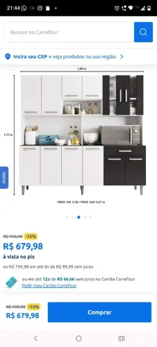 Armário de cozinha 12 portas e 1 gaveta 