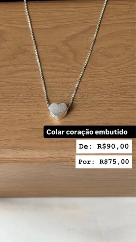 Colar Coração Embutido Prata 925