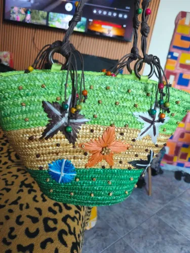 Bolsa de praia em palha 