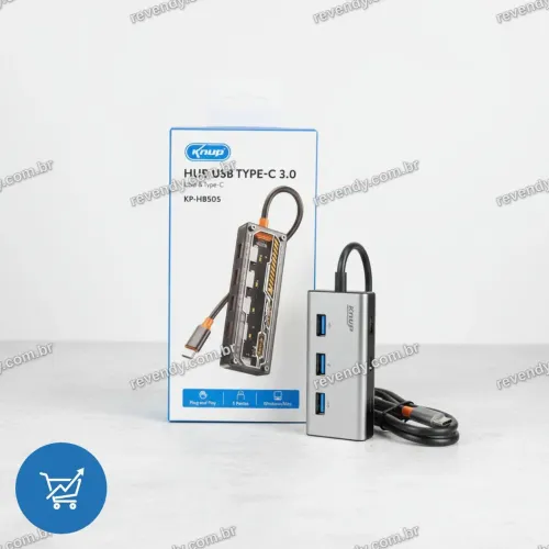 Hub USB Type-C 3.0 Knup KP-HB505 com 5 Portas de Alta Velocidade