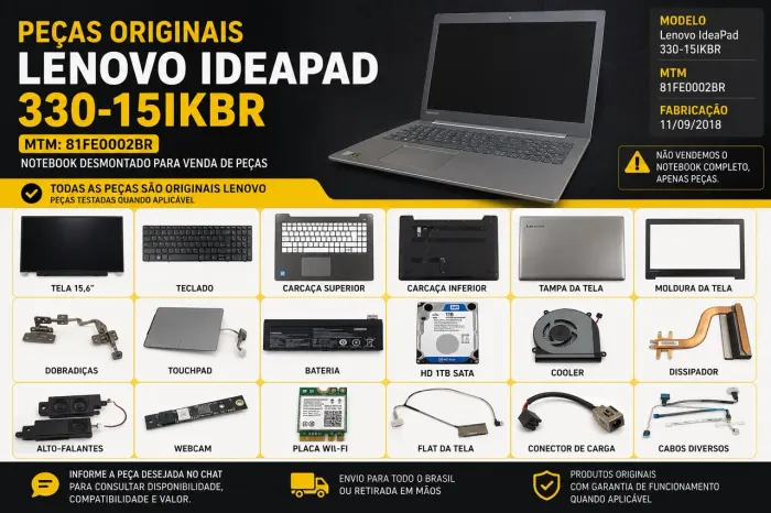 Peças Lenovo IdeaPad 330-15IKBR 81FE0002BR | Tela | HD 1TB | Teclado | Bateria