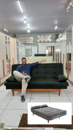 Sofá Cama Prático Com 3 Posições com Molas