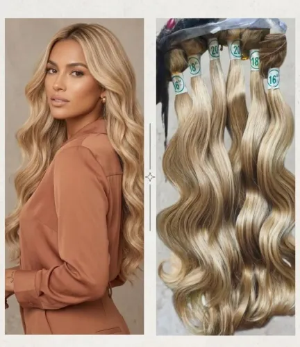 cabelo orgânico mega hair ondulado 55cm 6 telas 260 g hairworld -loiro #16