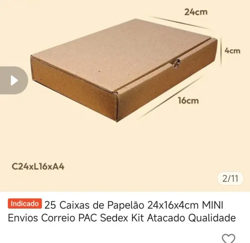 Caixa de papelão - 25 unidades