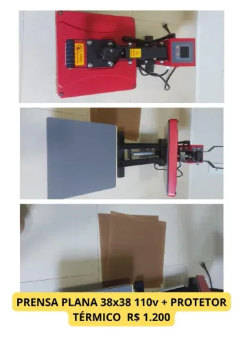 Prensa Térmica Plana 38x38cm Mecolour 110v + Protetor Térmico - Pouco Usada