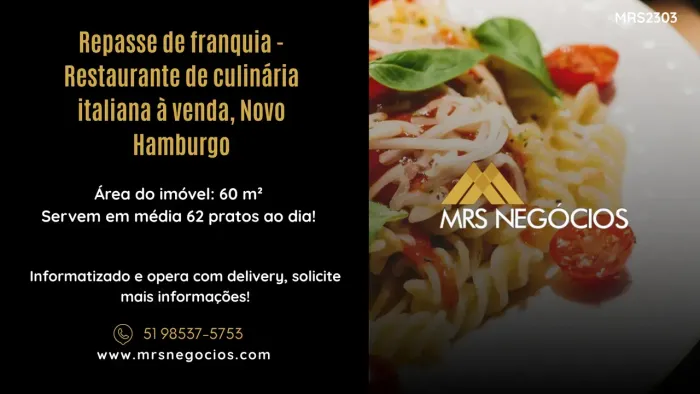 Repasse de franquia - Restaurante de culinária italiana à venda, Novo Hamburgo