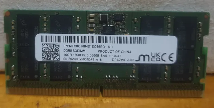 Memória RAM DDR5 16GB para notebook 5600mhz