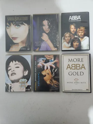 6 DVDs musicais originais Madonna, Sarah Brightman e ABBA
