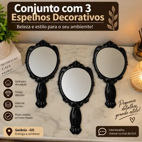 Conjunto com 3 espelhos decorativos