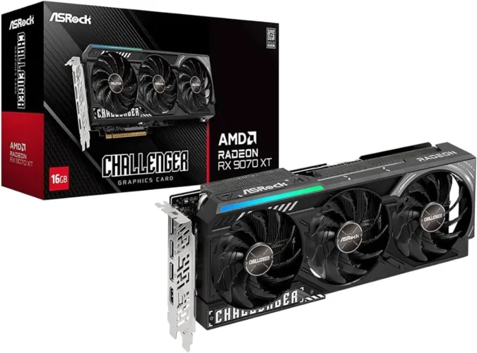 Placa de Vídeo ASRock Radeon RX 9070 XT Challenger, AMD, 16GB GDDR6 256 Bit