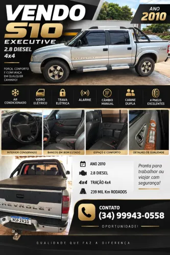 Chevrolet S10 Pick-up Exec. 2.8 4X4 CD TB Int.dies 2010