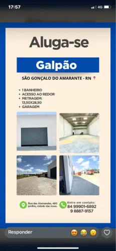 Alugo galpão 13.50x28.50 no cidade das rosas São Gonçalo do Amarante en