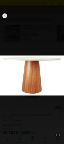 Mesa de jantar redonda 1,20 m. Tampo de MDF /vidro
