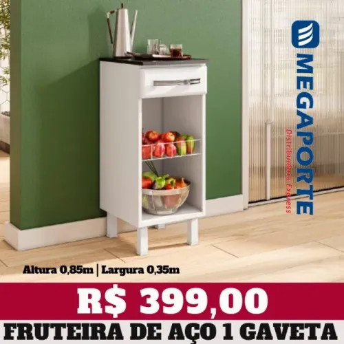 Fruteira de Aço 1 Cesto 1 Gaveta (NOVO) Entrega Grátis!