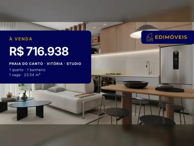 Praia do Canto| Studio 1 quarto com design contemporâneo e lazer completo
