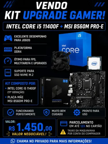 Kit upgrade i5 11400f + placa mãe msi
