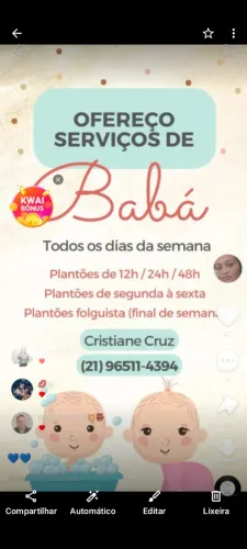 Babá/Doméstica/ Assistência domiciliar a Idosos(as)