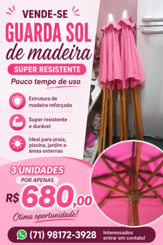 Guarda sol de madeira reforçado
