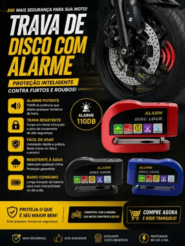 Cadeado alarme sonoro para disco da moto