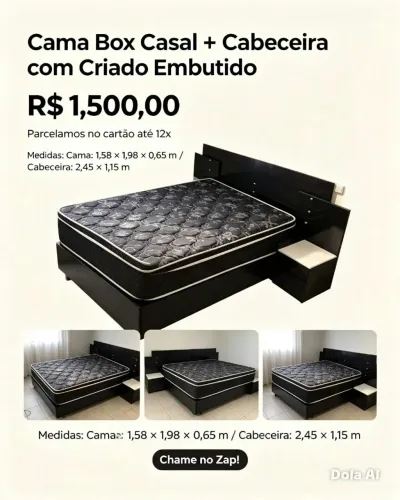 Cama box casal + cabeceira