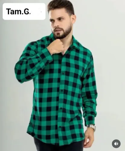 Camisa de Botão xadrez manga longa