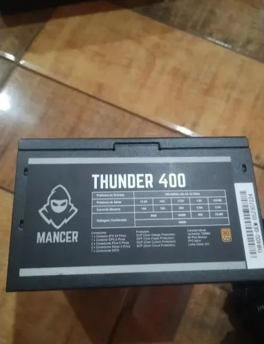 Fonte Mancer Thunder 400w, 80 Plus Bronze Cor Preto.