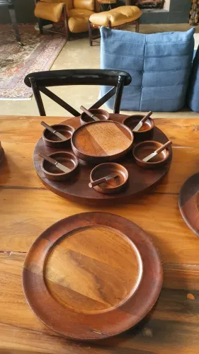 Raro conjunto giratorio prato jacarandá peroba imbuia tropic art 70 Modernista fondue ipe