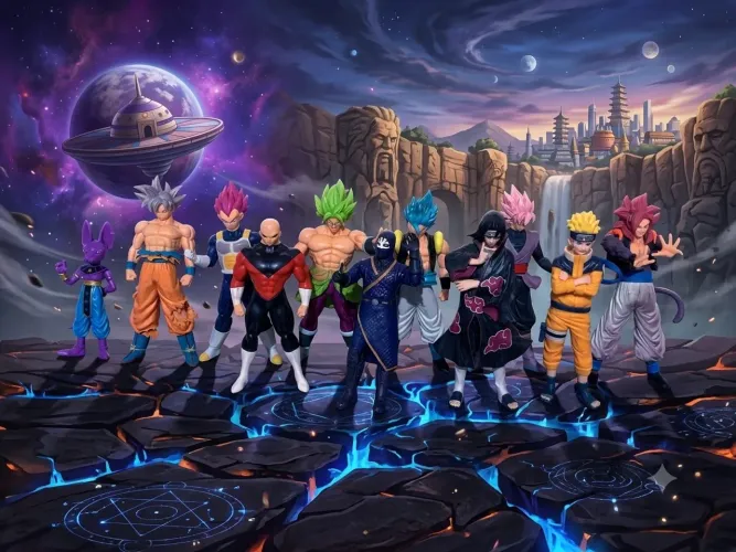 Lote de Bonecos Anime (Dragon Ball, Naruto e Death Dealer) - Impecáveis!