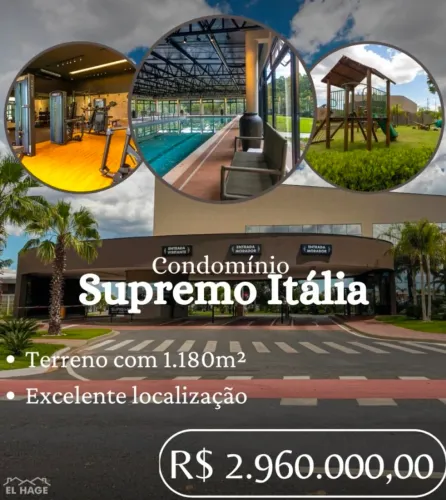 terreno condomínio supremo italia 1180mts 