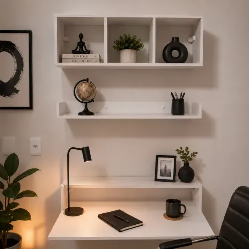 Conjunto Nicho com Prateleira e Mesa Suspensa 3 Peças em MDF - Praticidade e Estilo