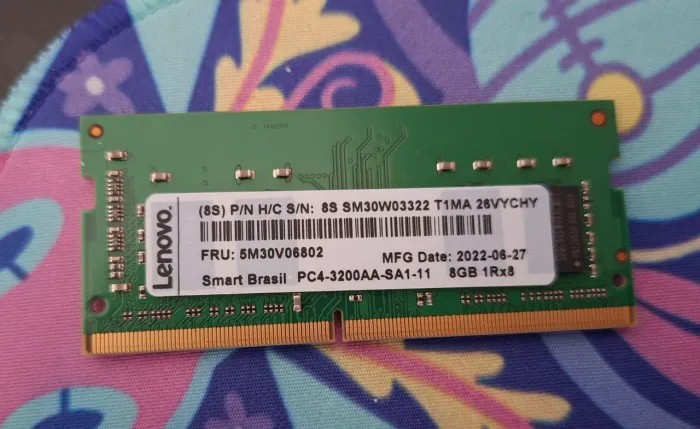 Memória RAM 8GB DDR4 3200MHz para notebook - SO-DIMM - Smart Brasil / Lenovo
