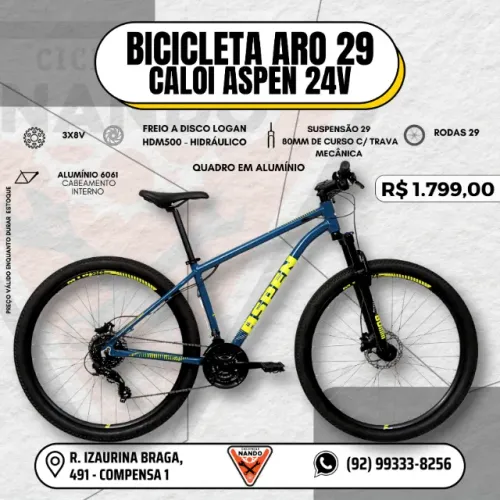 BICICLETA ARO 29 CALOI ASPEN 24V ALUMÍNIO