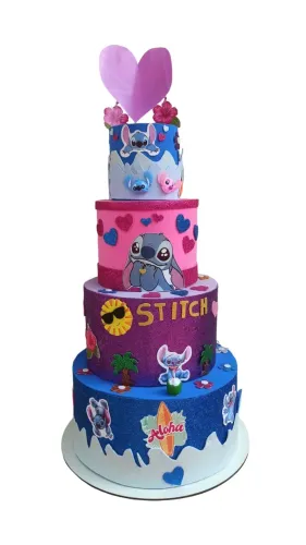 Bolo fake Stitch para decoração de mesa Linda