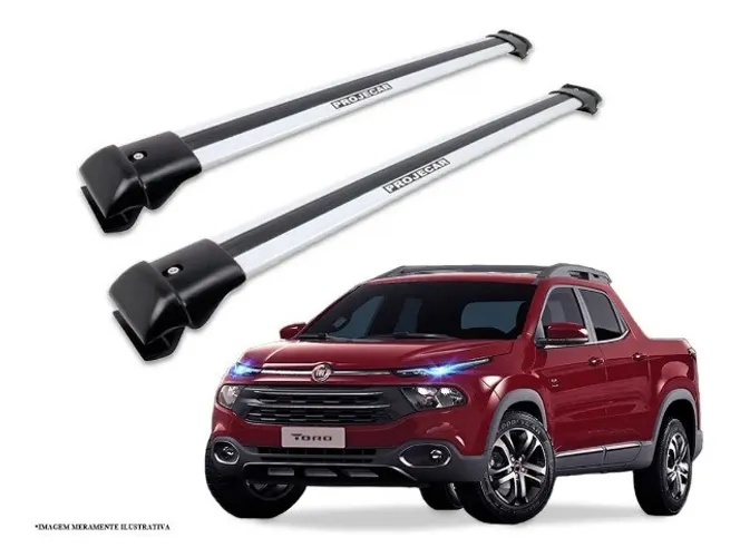 Travessa de Teto Larga Projecar Fiat Toro em Alumínio - Preto / Prata