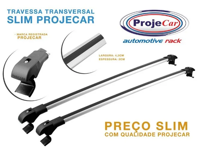 Travessa Teto Slim P/ carros que já possuem as Longarinas Projecar Preto/Prata -Instalado