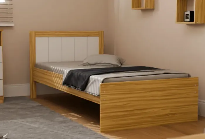 Cama Solteiro 100% MDF Manu - Peroba