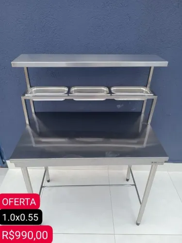 Bancada condimentadora em aço inox 1.0x0.55.