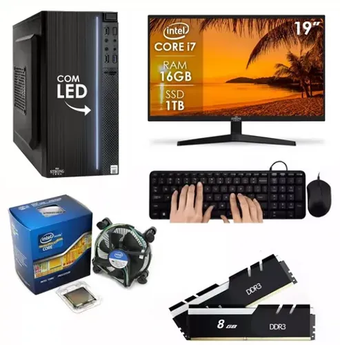 Computador Completo Intel I7 16gb Ssd 1tb Mon 19 Strong Tech